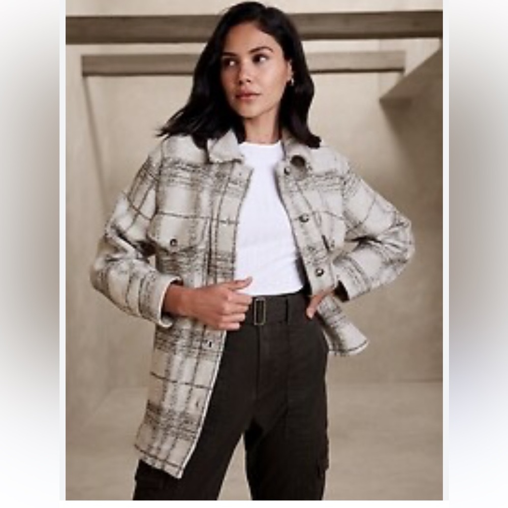 Banana Republic Oversized Plaid Shacket - Size M